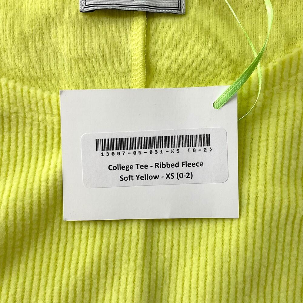 NWT Dudley Stephens College Shirt Womens XS Soft Yellow Ribbed Fleece Top Neon - Picture 13 of 15